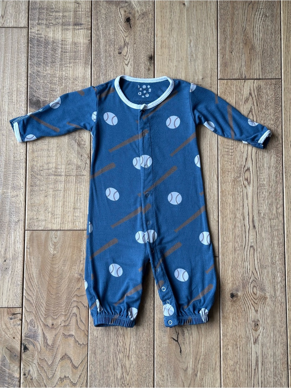 Kickee Pants Bamboo Deep Sea Baseball Convertible Gown size 0-3 Months